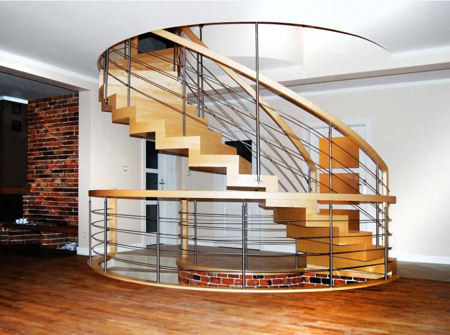 Schody dywanowe typu C z drewna