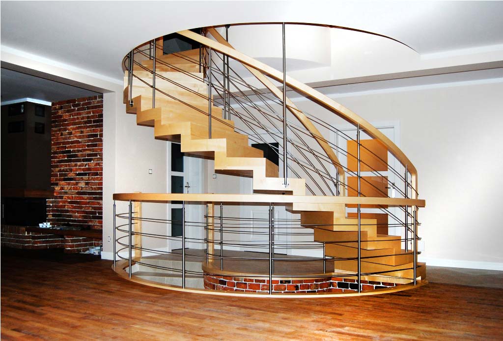 Schody dywanowe typu C z drewna